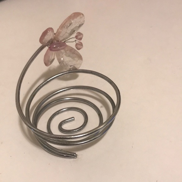 Other - 🌸 Spiral Wire Candle holder with Pink Beaded Flower Accent